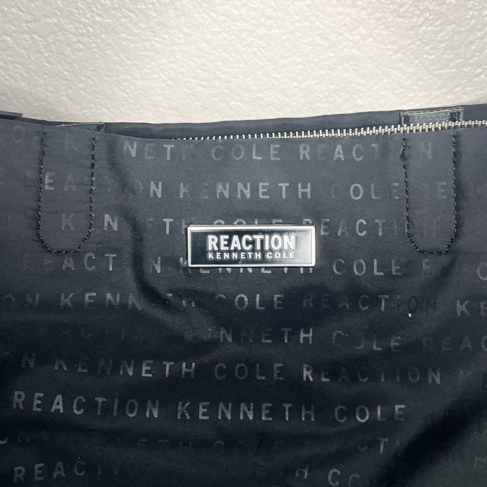 Kenneth Cole Reaction Black Purse Printed Brand Large Bag Adjustable Silver EUC‍ - Picture 3 of 14